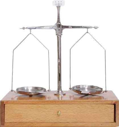 Balança de dois pratos.