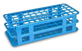 Suporte para tubos de ensaio.